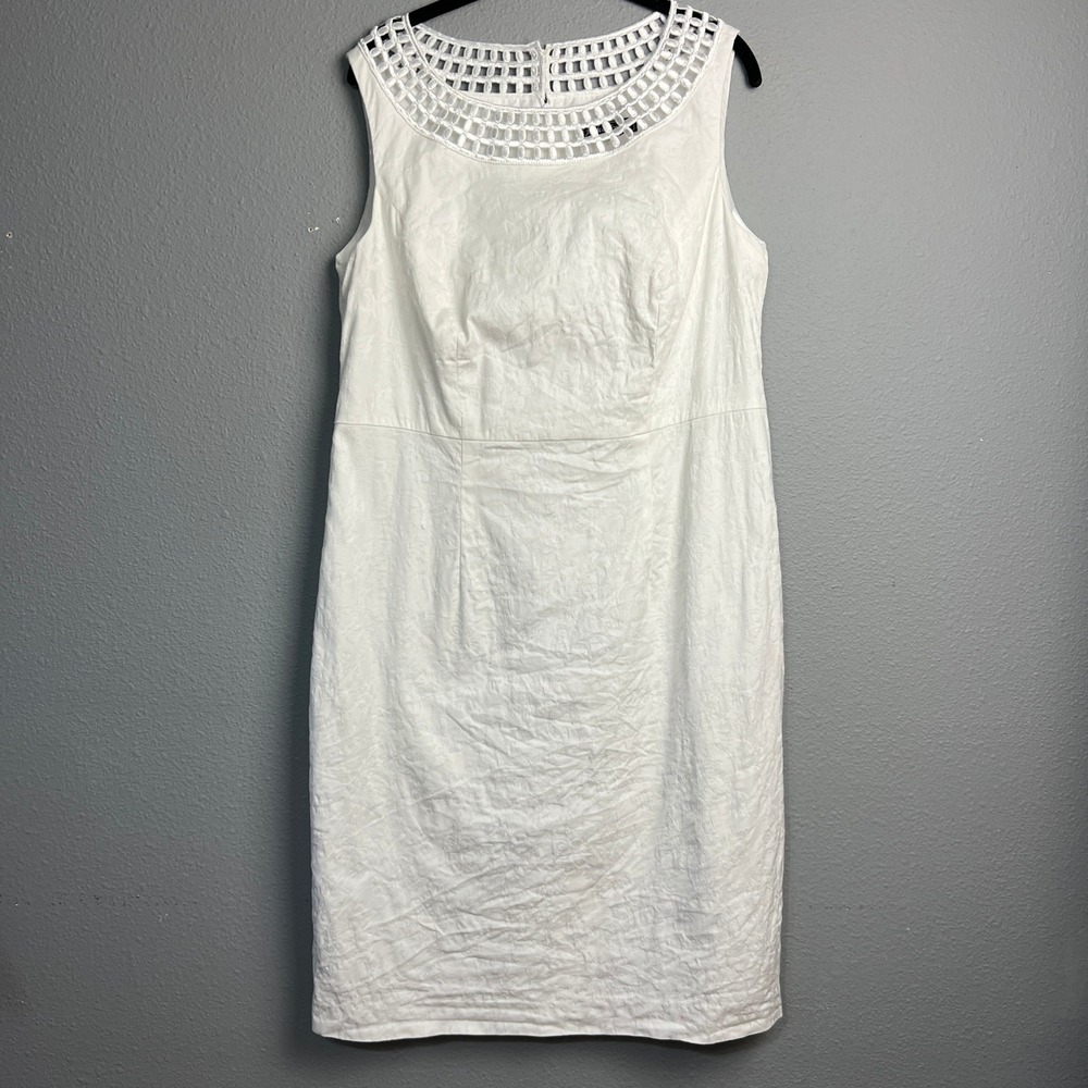 Jessica Howard White Sleeveless Dress Cutout Neckline‎ Sheath Career Party 14